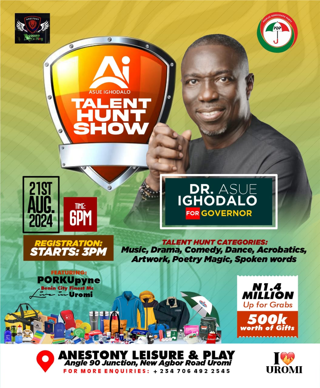 Showcasing Nigeria’s Next Stars: Asue Ighodalo Talent Hunt Unfolds Today in Edo State